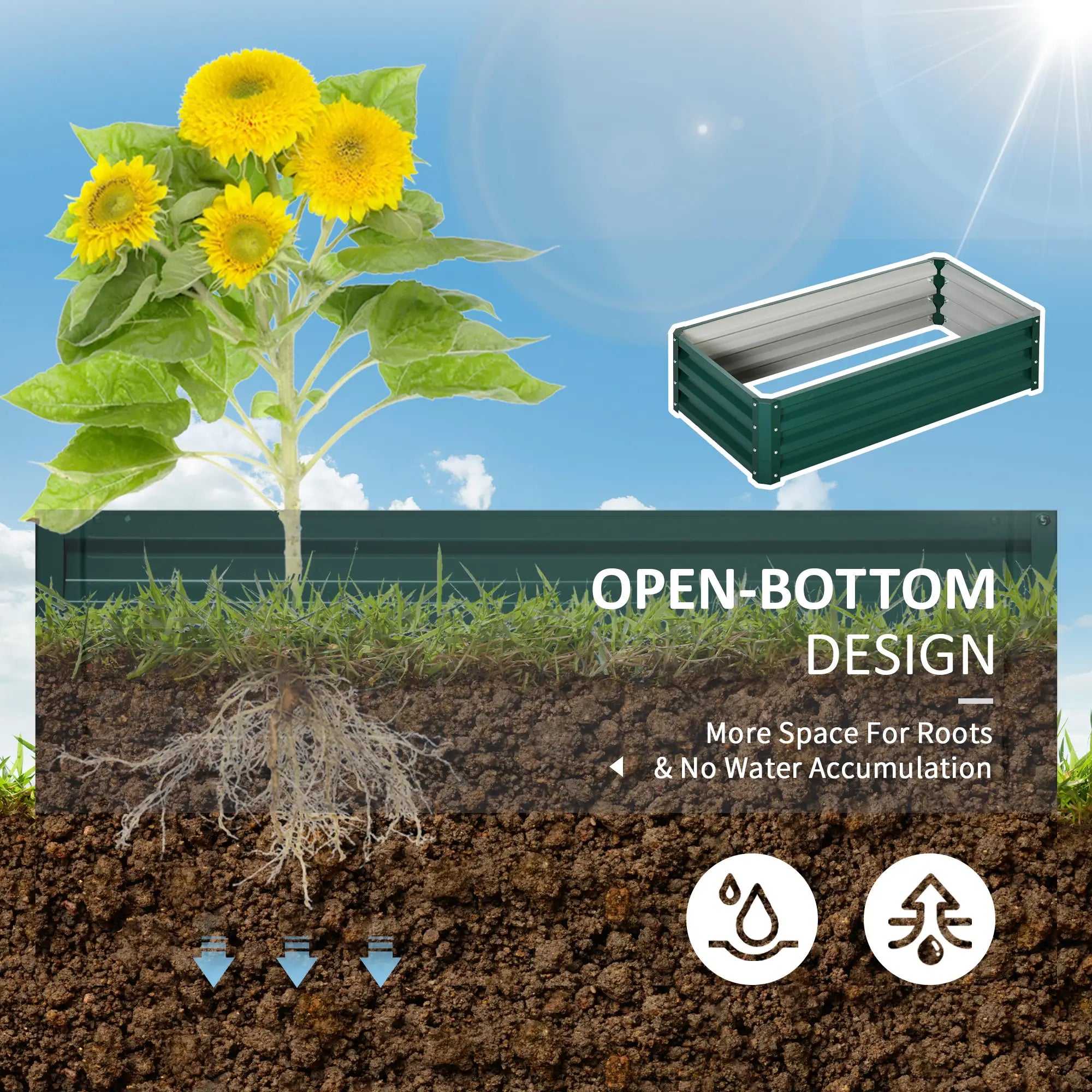 Galvanized Raised Garden Bed, Outdoor Planter Box, 4' x 2' x 1', Green Galvanized Planter Boxes at Gallery Canada