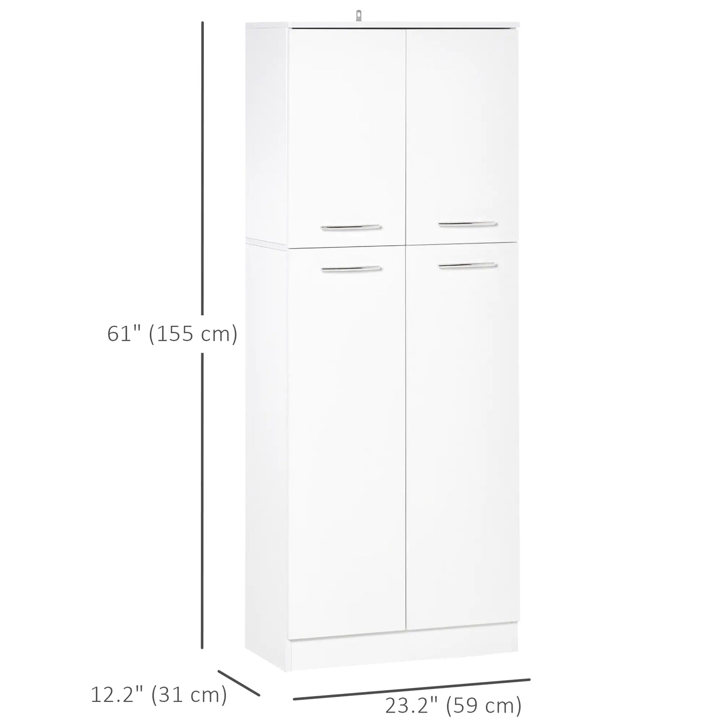 61" Pantry Cabinet, Kitchen Pantry Storage Cabinet with 2 Doors and Adjustable Shelves, Freestanding Storage Cabinet