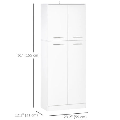 61" Pantry Cabinet, Kitchen Pantry Storage Cabinet with 2 Doors and Adjustable Shelves, Freestanding Storage Cabinet