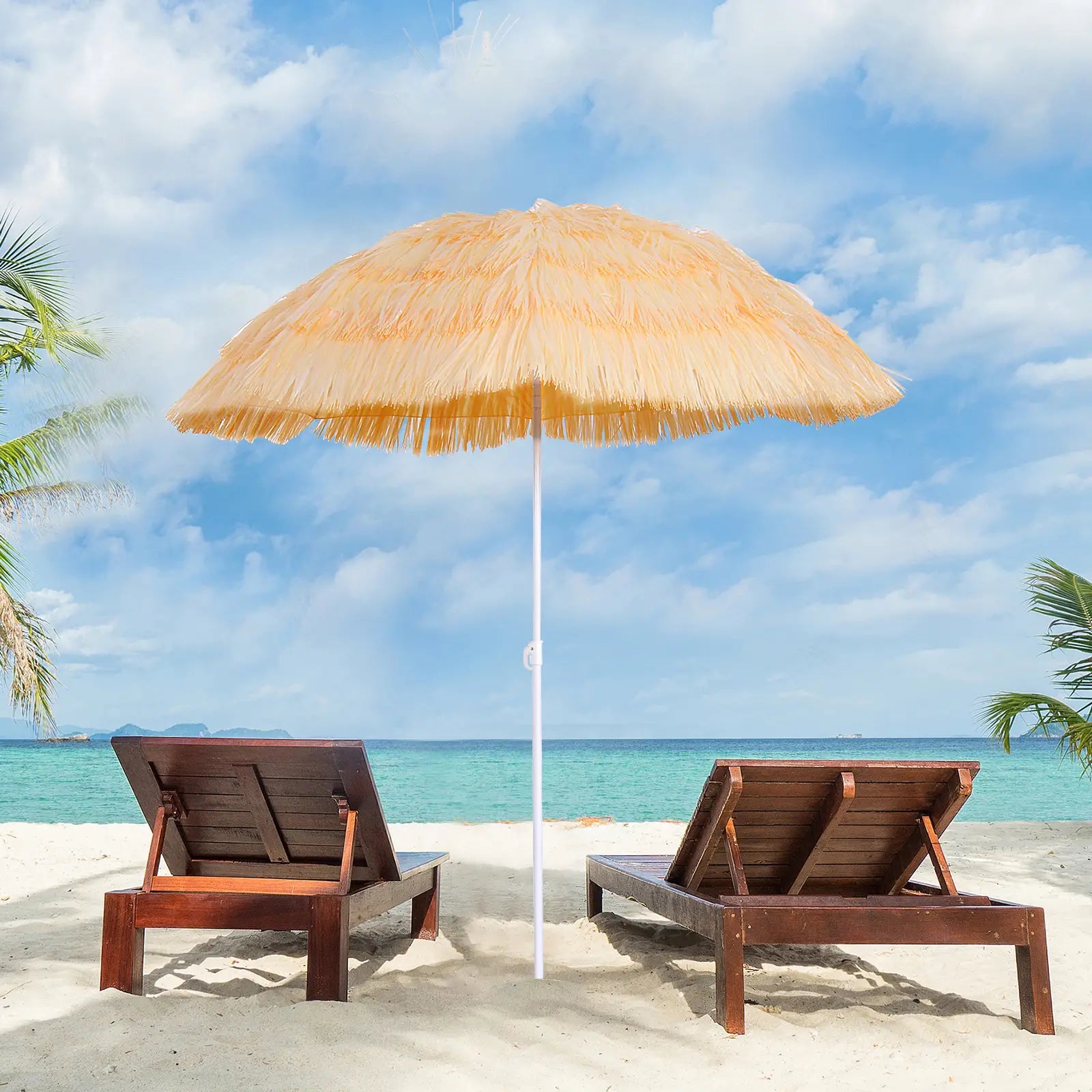 6FT Beach Umbrella, Tilt Sunshade, Adjustable Height, Wheat Beach Umbrellas at Gallery Canada
