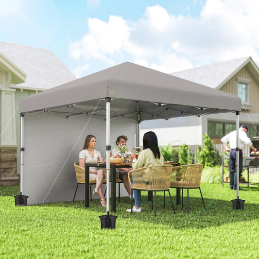 10' x 10' Pop Up Canopy, Sidewalls, Roller Bag, Adjustable Tent, Grey Pop Up Canopies Light Grey at Gallery Canada