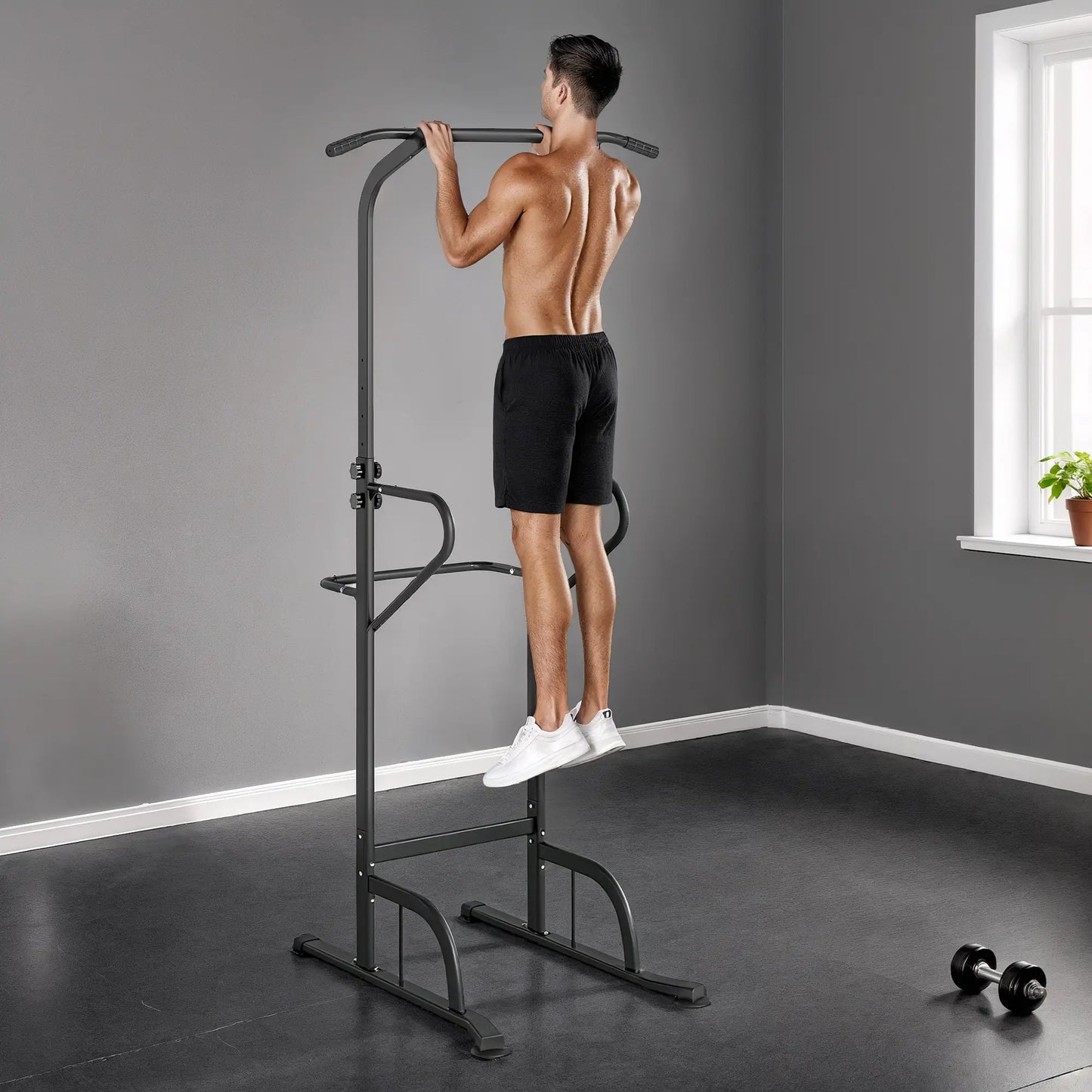 Power Tower Dip Station, Pull Up Bar, Adjustable Height, Black Power Towers at Gallery Canada
