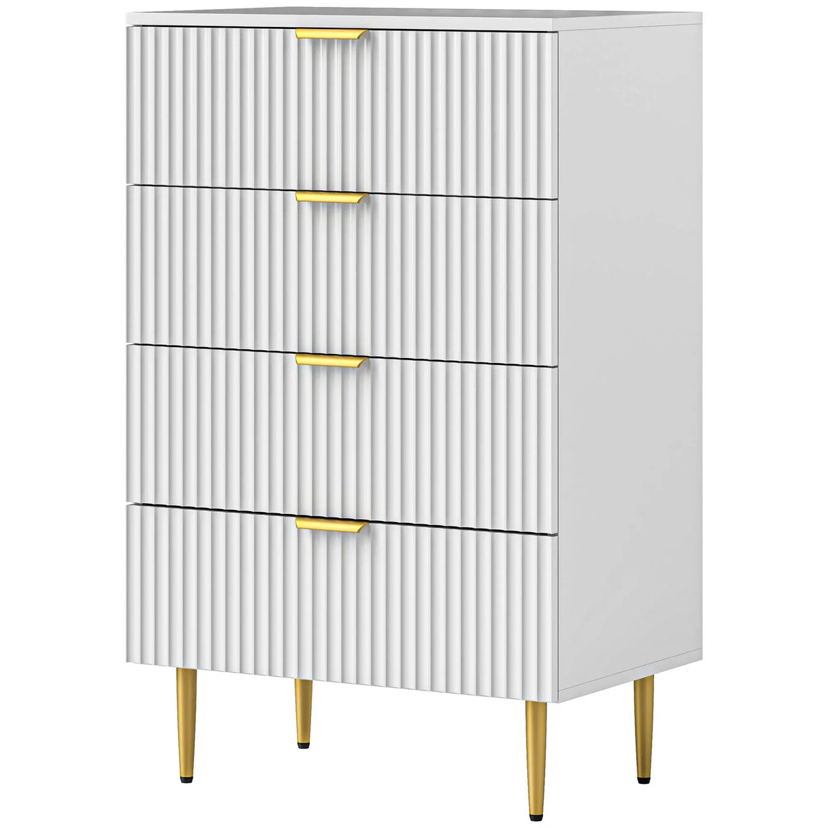Modern 4 Drawer Dresser, Gold Legs, Bedroom Chest, White Storage Cabinets White, Gold at Gallery Canada