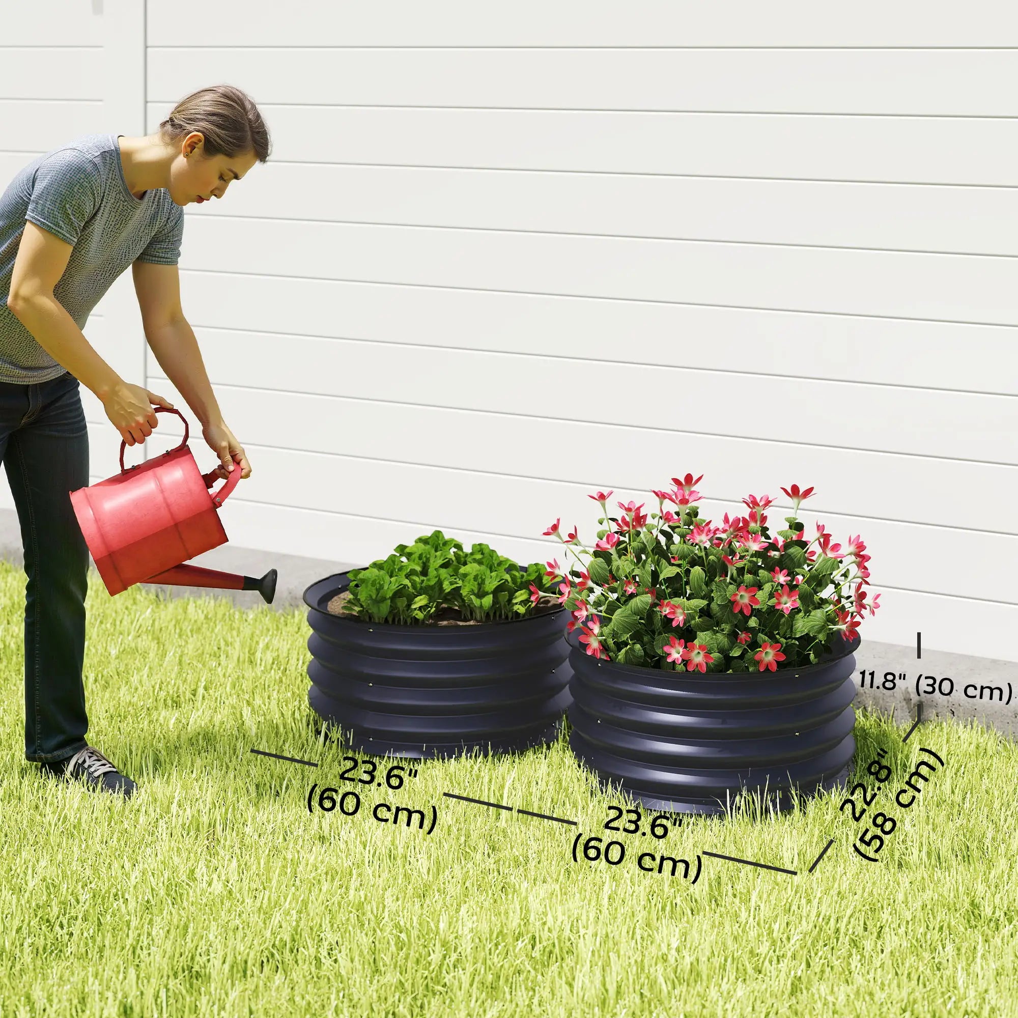 Set of 2 Raised Garden Beds, Metal Planter Box, Easy Assembly, Dark Grey Raised Garden Beds at Gallery Canada
