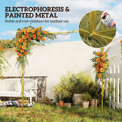 Square Wedding Arch, 6.6 FT Metal Frame With U-Shaped Stakes, Gold