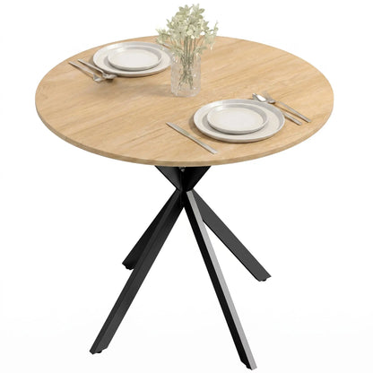 31.5" Industrial Round Dining Table, White Oak Dining Tables at Gallery Canada