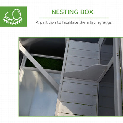 63" Wooden Chicken Coop, Rabbit Hutch, Nesting Box, Run, Grey Chicken Coops at Gallery Canada
