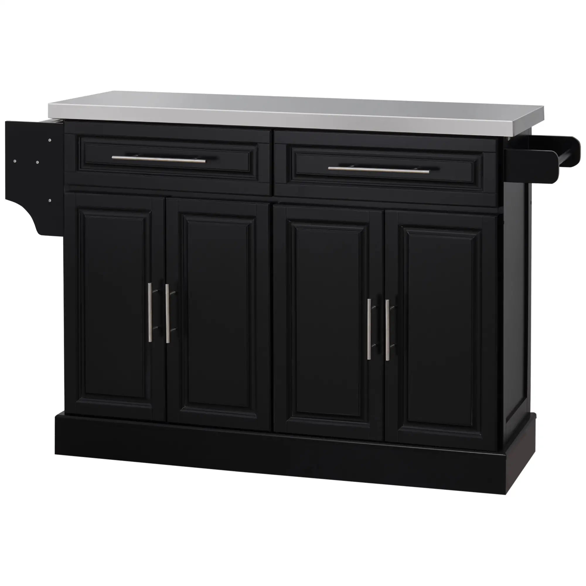 Rolling Kitchen Island with Storage and Stainless Steel Top, Kitchen Trolley with Drawers, Cabinets, Towel Rack Kitchen Islands & Kitchen Carts at Gallery Canada