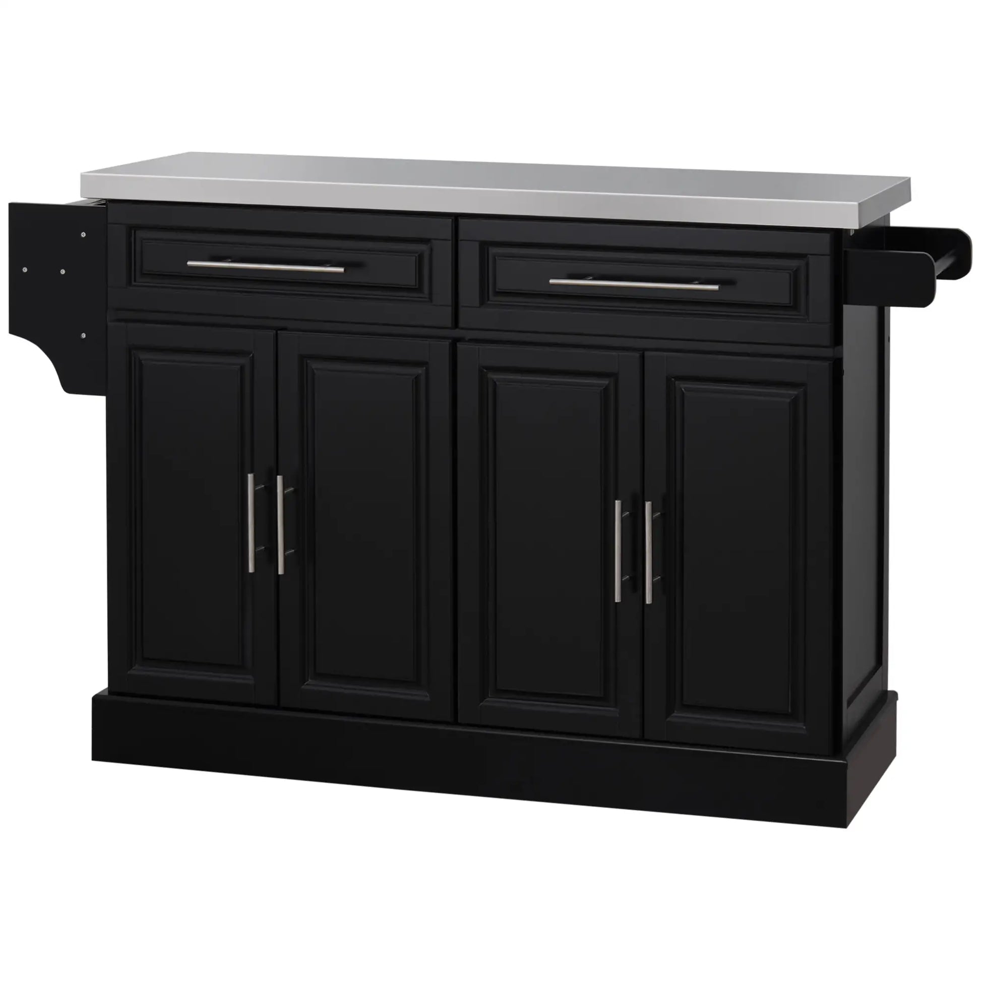 Rolling Kitchen Island with Storage and Stainless Steel Top, Kitchen Trolley with Drawers, Cabinets, Towel Rack Kitchen Islands & Kitchen Carts at Gallery Canada