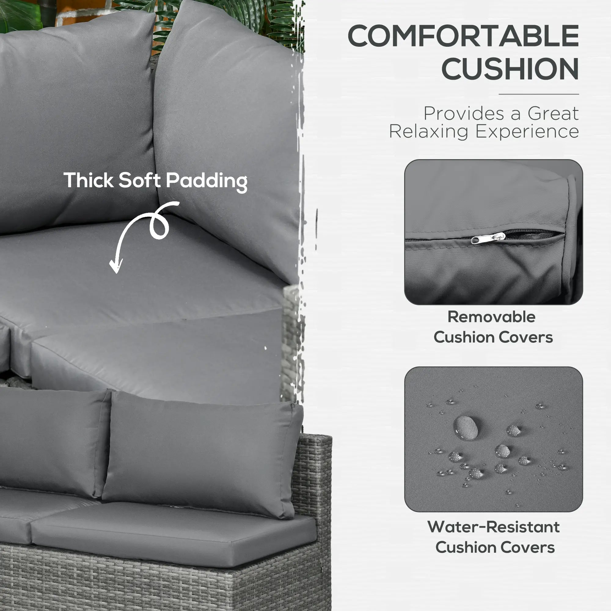 3pc Rattan Wicker Outdoor Furniture Set, Loveseats, Coffee Table, Grey Patio Furniture Sets at Gallery Canada