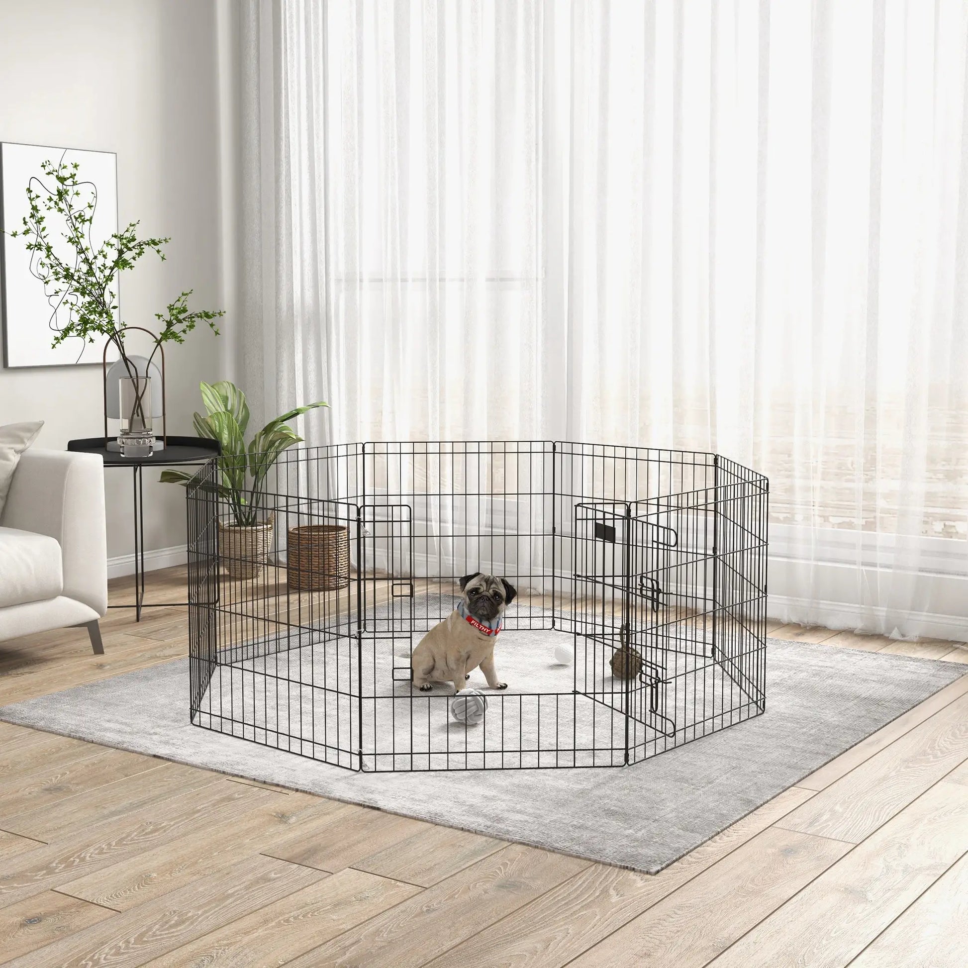 24inch Foldable Metal Pet Playpen, Dog Kennel Cage, 8 Panel Houses, Kennels & Pens at Gallery Canada