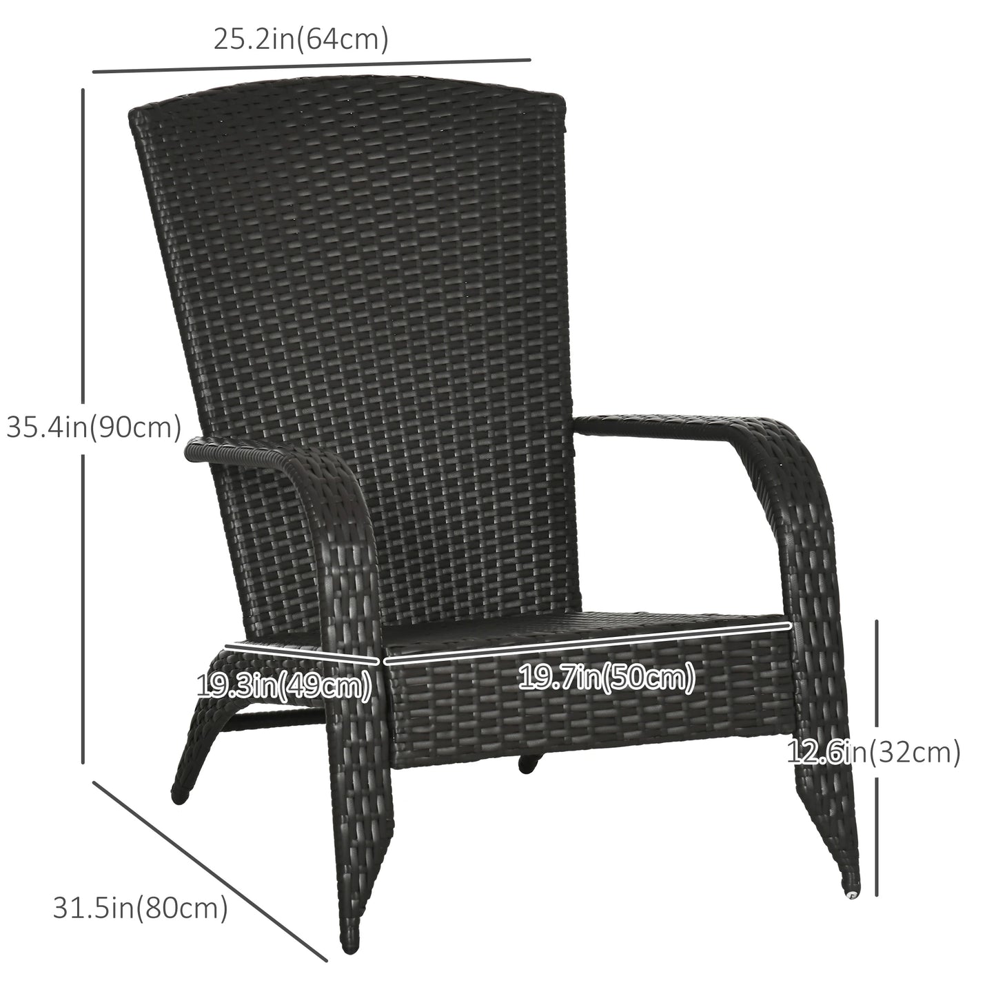 Wicker Adirondack Chair, Outdoor Rattan with Cushions, Cream Patio Chairs at Gallery Canada