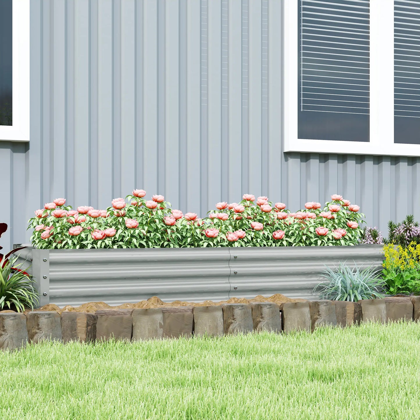 6 x 3 x 1ft Galvanized Raised Garden Bed, Outdoor Planter Box, Silver Raised Garden Beds at Gallery Canada