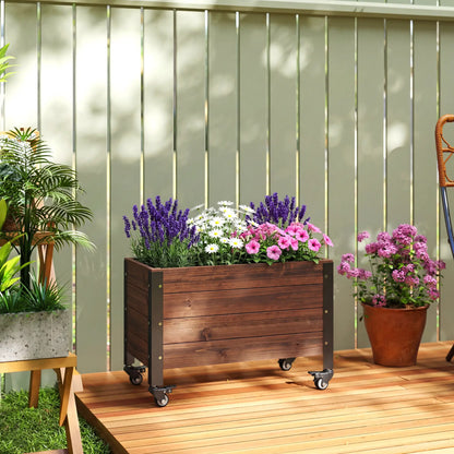 Raised Garden Bed With Wheels, Drainage Holes, Planter Box With Liner Wooden Planter Boxes at Gallery Canada