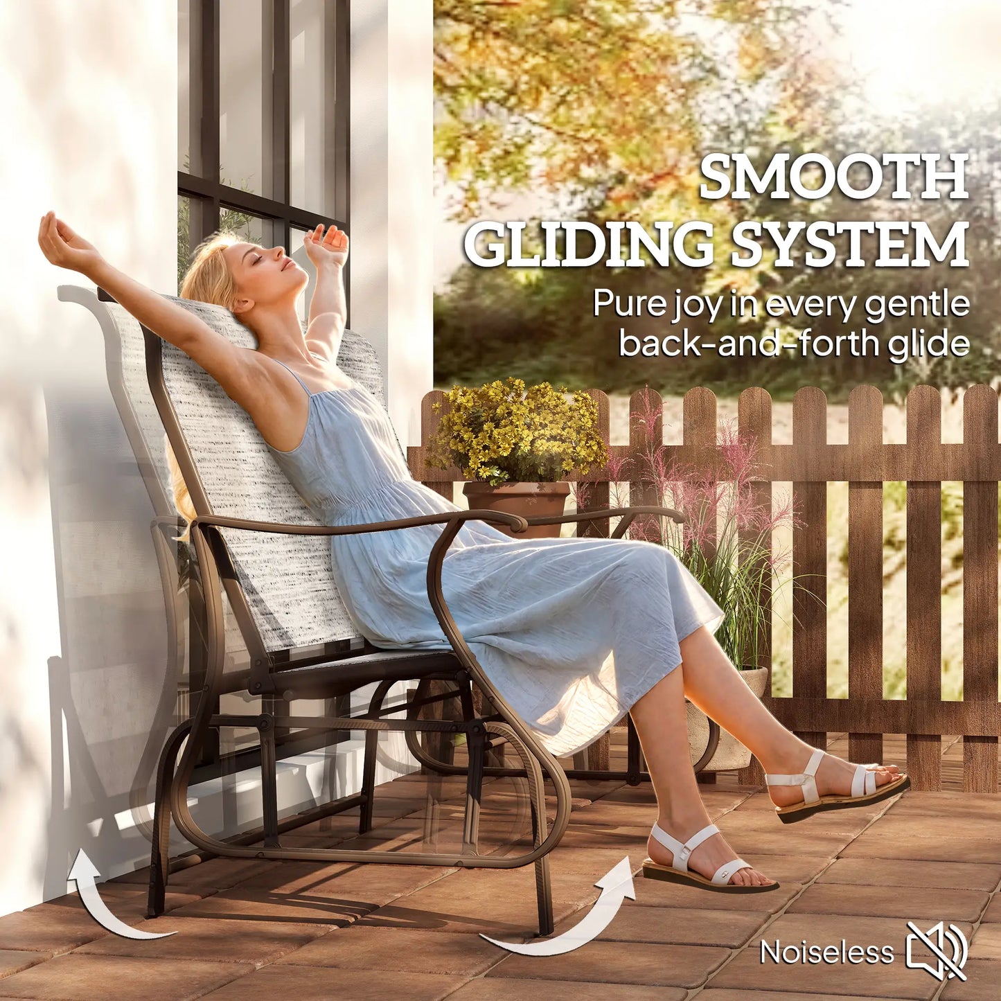 Garden Double Gliding Chair, Patio Glider, Steel Frame, Dark Grey Outdoor Gliders at Gallery Canada