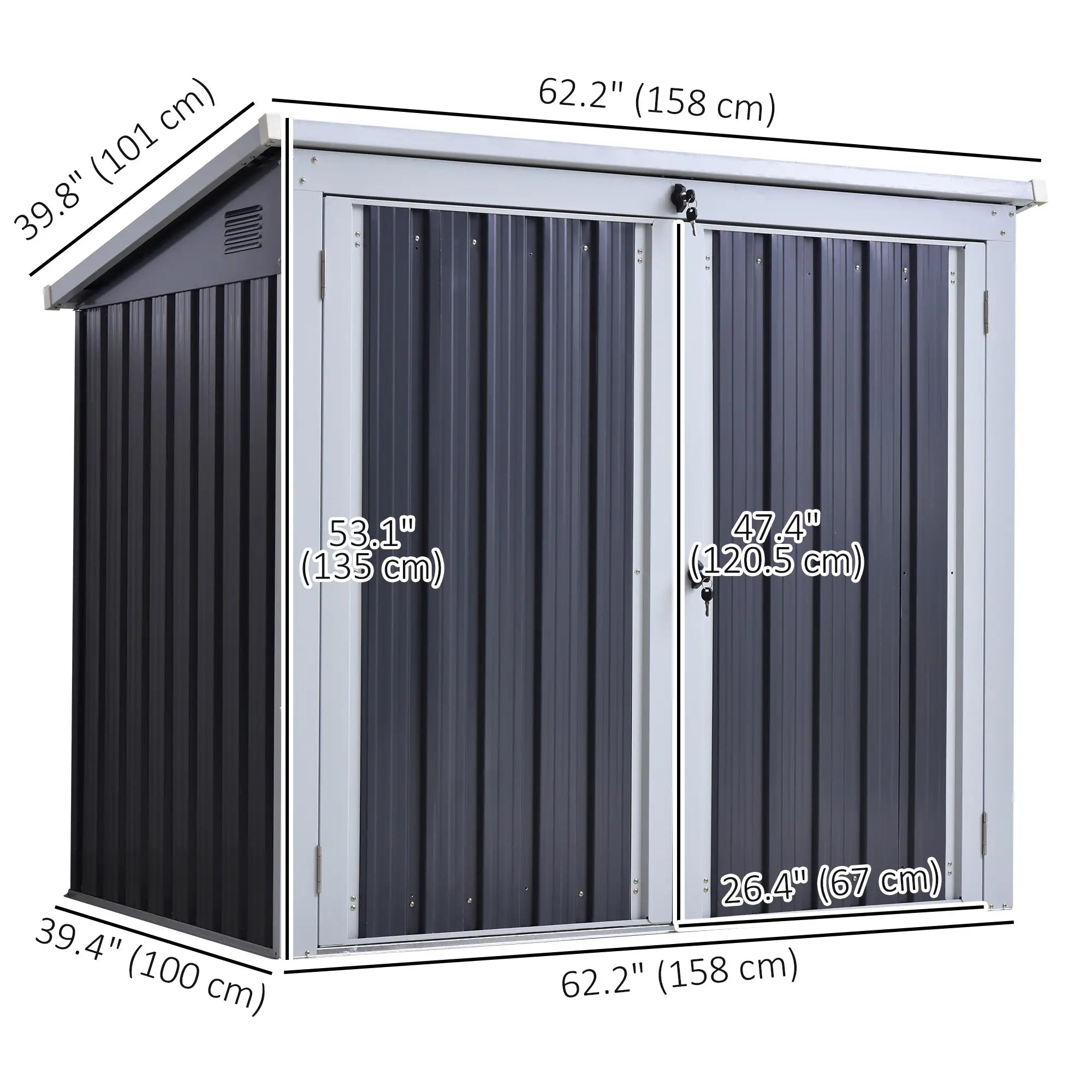 5ft x 3ft Outdoor Garbage Bin Storage Shed, Lockable Doors, Black Sheds at Gallery Canada