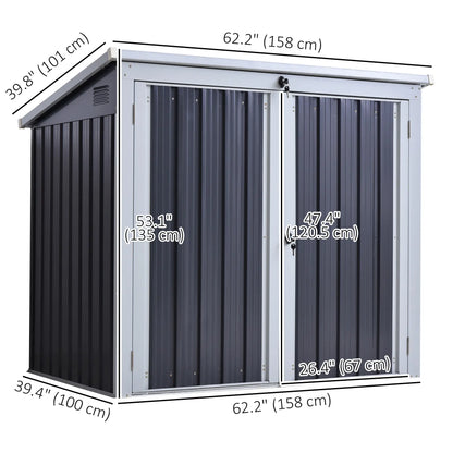 5ft x 3ft Outdoor Garbage Bin Storage Shed, Lockable Doors, Black Sheds at Gallery Canada