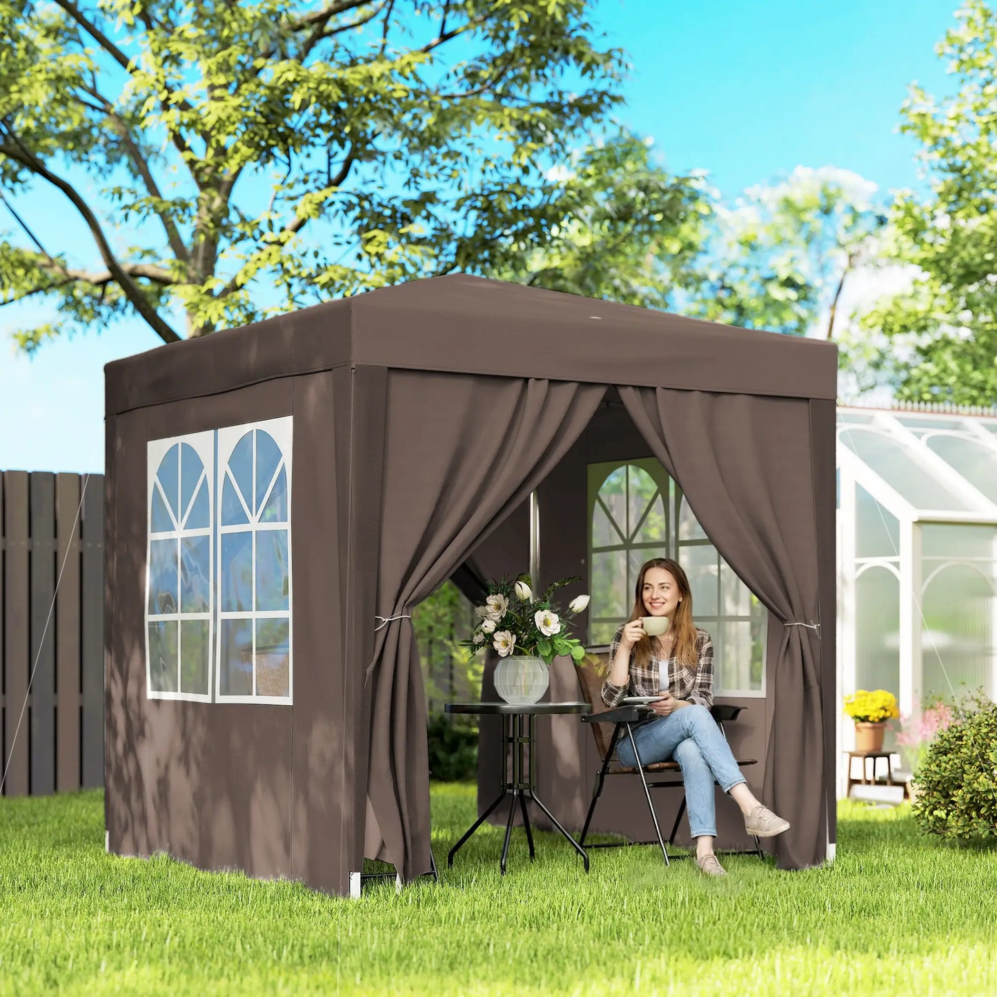 6.6'x6.6' Pop Up Canopy Tent, Instant Sun Shelter Gazebo, Coffee Pop Up Canopies at Gallery Canada
