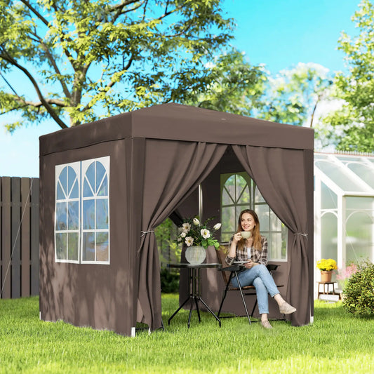 6.6'x6.6' Pop Up Canopy Tent, Instant Sun Shelter Gazebo, Coffee Pop Up Canopies Coffee at Gallery Canada