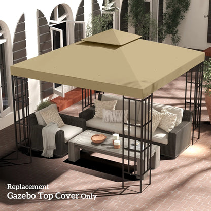 10' x 10' 2-Tier Canopy Cover, Outdoor Garden Gazebo, Beige Gazebos at Gallery Canada