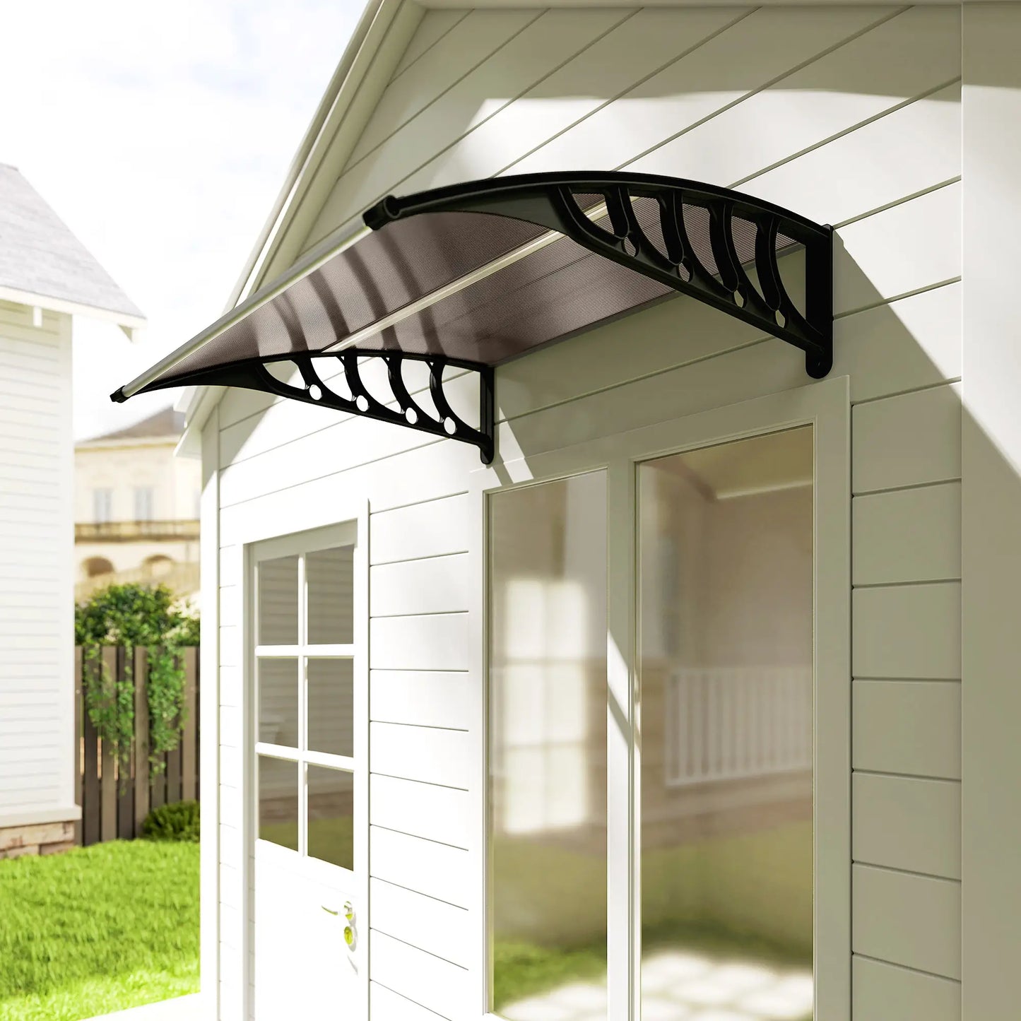 40.6" x 38" Polycarbonate Awning Door Canopy, UV Protection, Brown Door Awnings at Gallery Canada