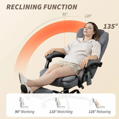 7-Point Vibrating Massage Chair, Reclining Office Chair with Footrest, Grey Massage Chairs at Gallery Canada