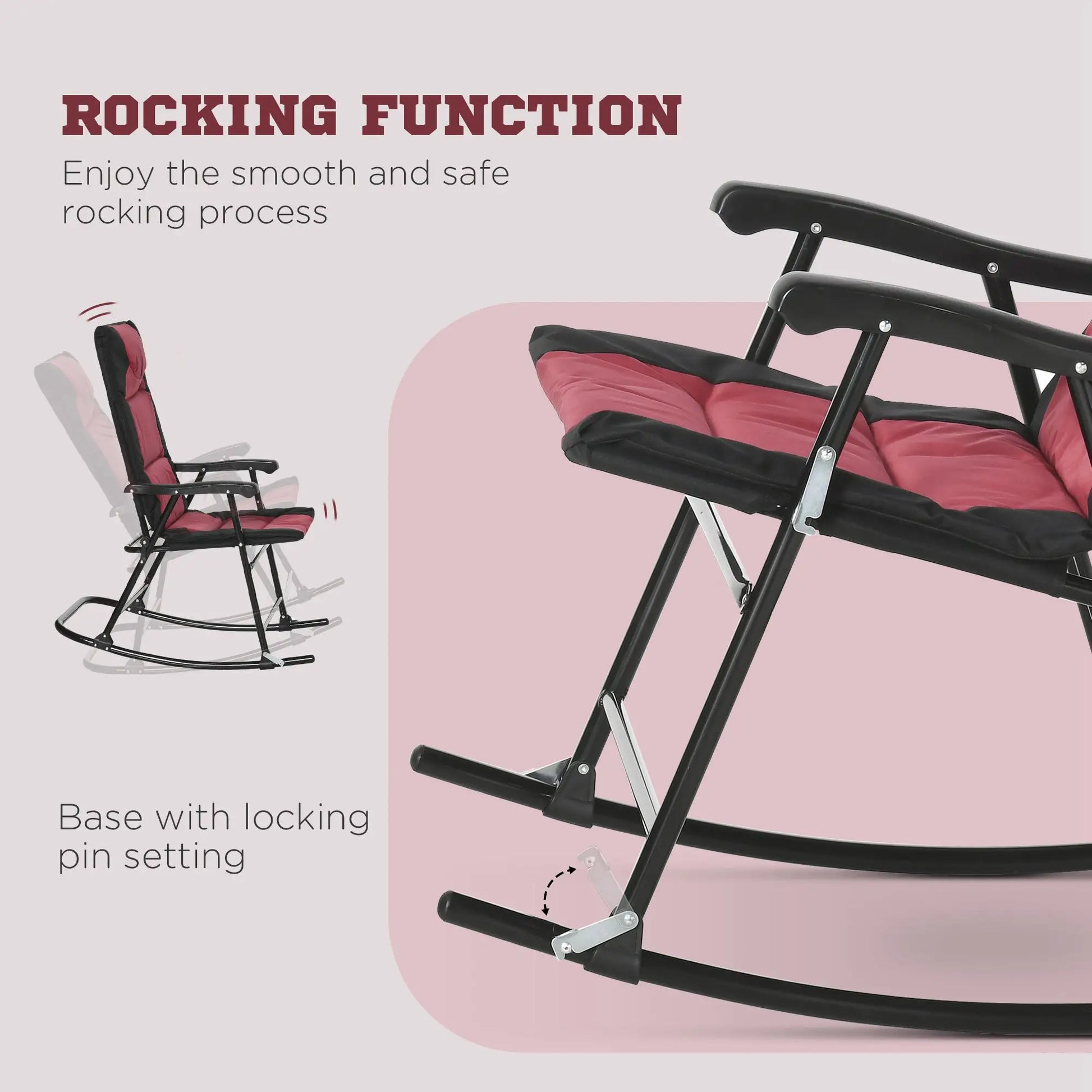 3pc Patio Rocking Chair Set, Foldable, Outdoor, Red Outdoor Rocking Chairs at Gallery Canada