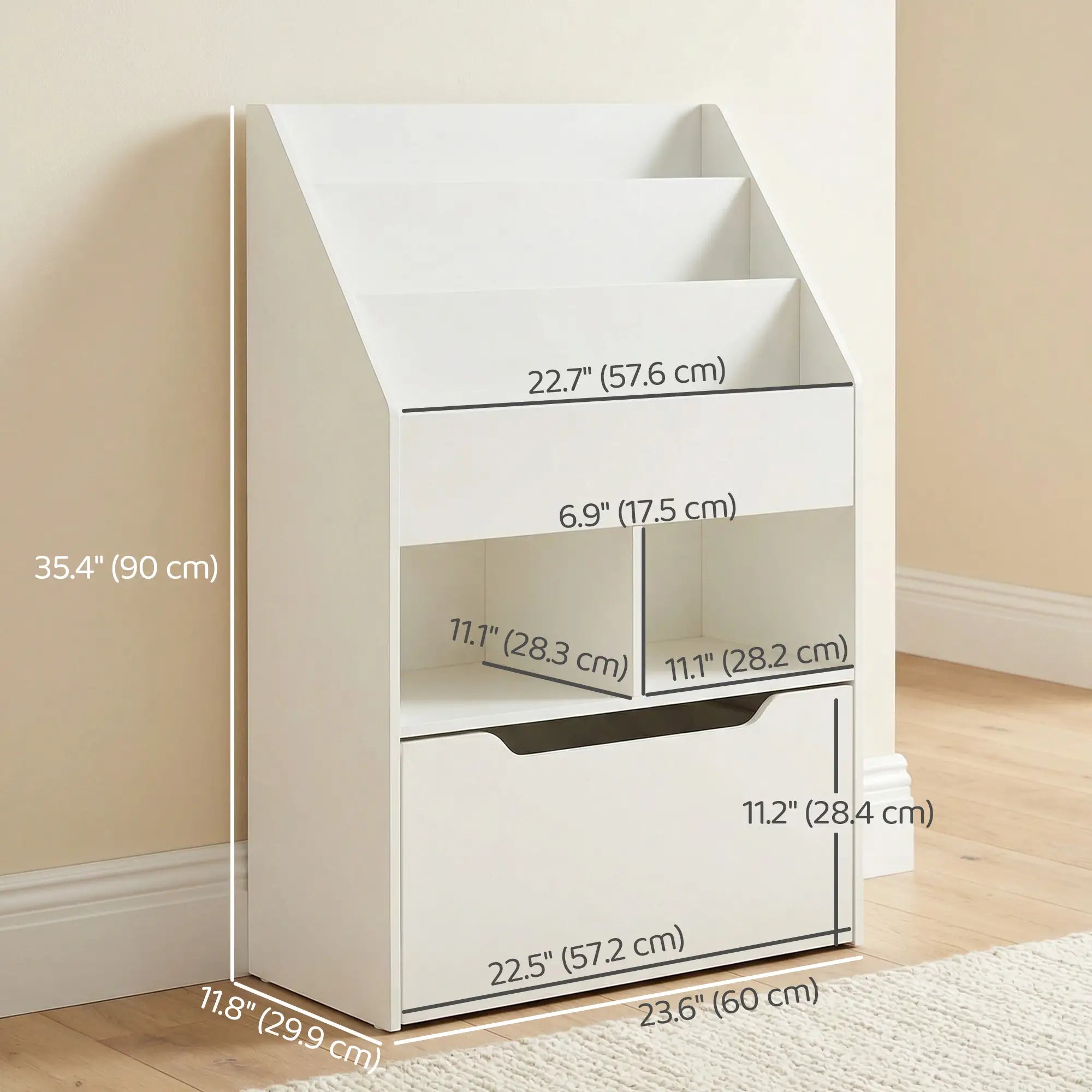 Kids Bookcase, Multi-Shelf Organizer with Drawer, White Baby & Kids Storage at Gallery Canada