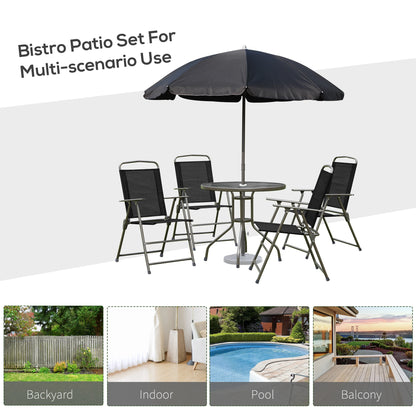 6-Piece Outdoor Dining Set, Round Table, 4 Folding Chairs, Black Outdoor Dining Sets at Gallery Canada