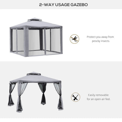 10' x 10' Gazebo, Steel Frame, Mosquito Netting, Grey Gazebos at Gallery Canada