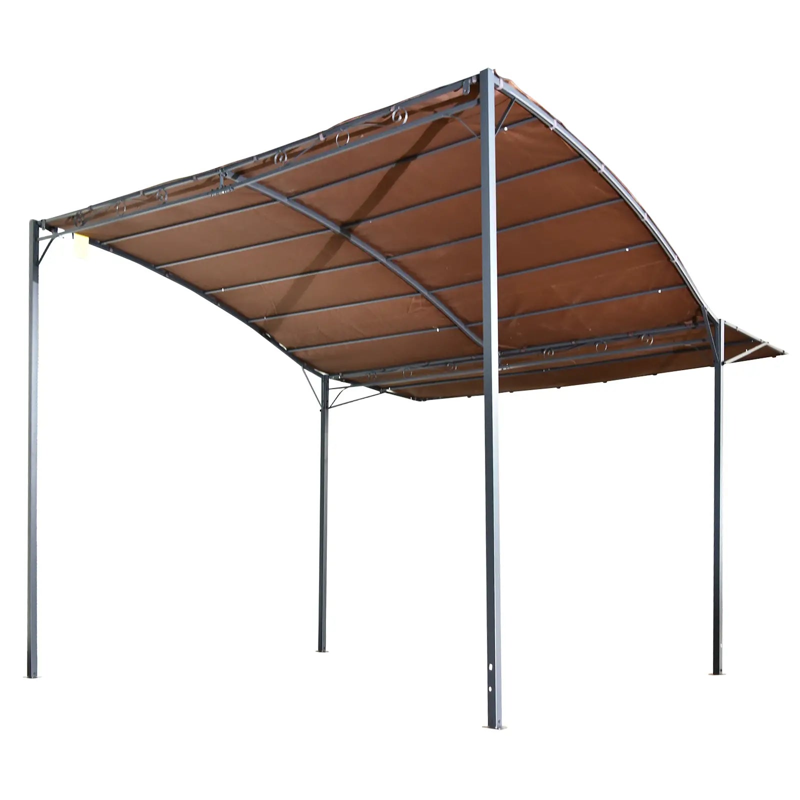 10x8ft Metal Gazebo, Extendable Side Awning, Outdoor Shelter, Brown Pergolas at Gallery Canada
