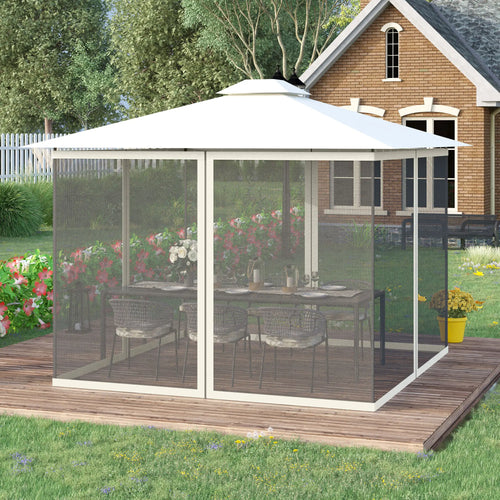 Mosquito Netting For Gazebo, 10' x 13', Black Screen Walls With Zippers, Black