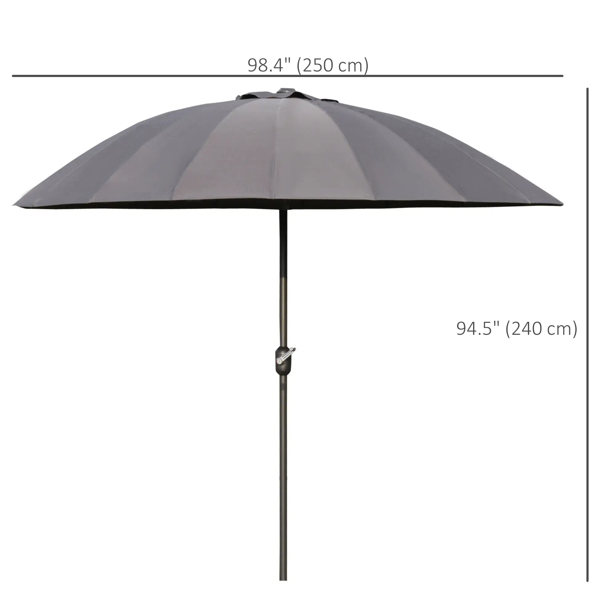 8ft Garden Parasol, Crank & Tilt, Adjustable Sun Shade, Dark Grey Patio Umbrellas at Gallery Canada