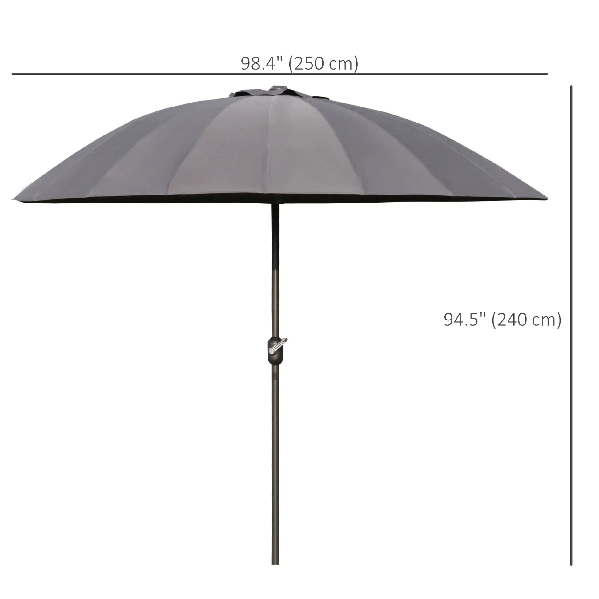 8ft Garden Parasol, Crank & Tilt, Adjustable Sun Shade, Dark Grey Patio Umbrellas at Gallery Canada