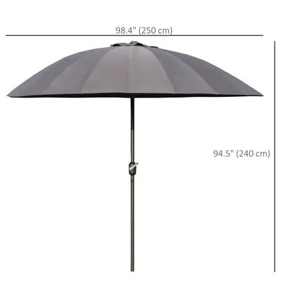 8ft Garden Parasol, Crank & Tilt, Adjustable Sun Shade, Dark Grey Patio Umbrellas at Gallery Canada