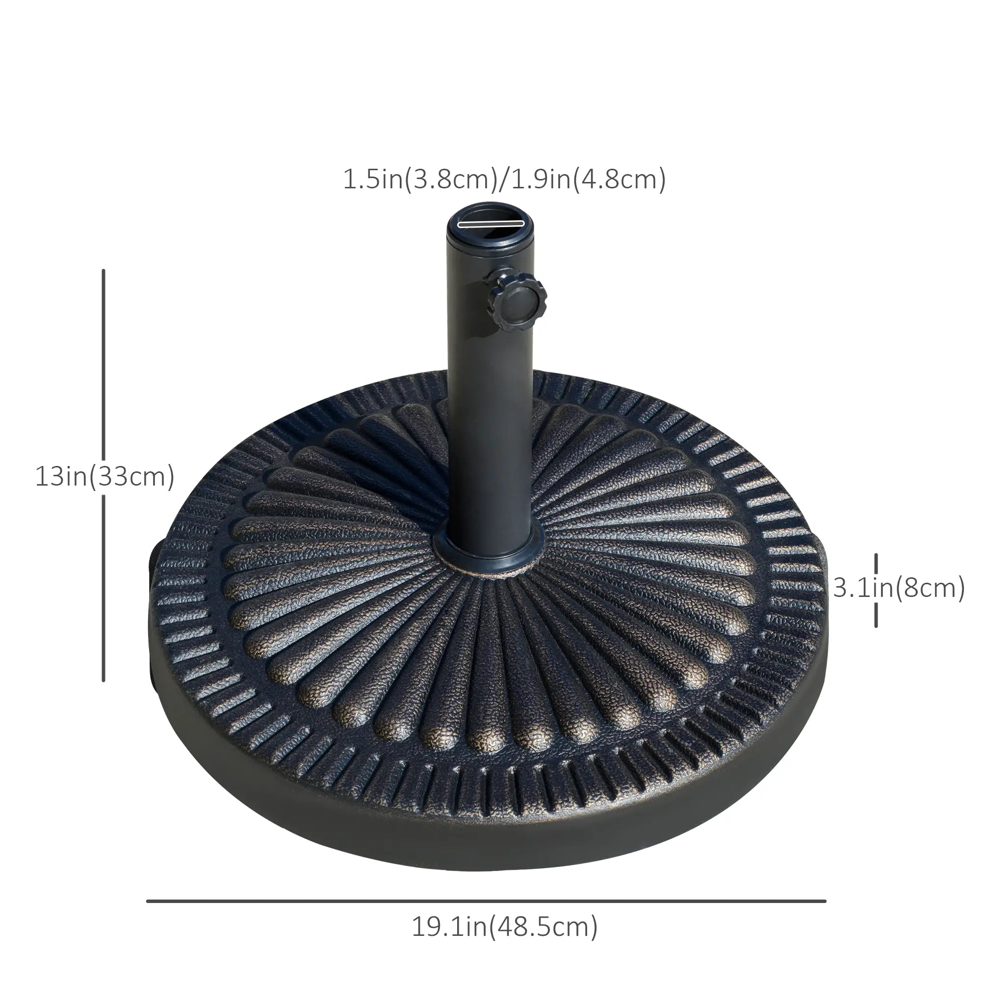 Round Umbrella Base, 31.5 Lbs Resin Stand, Φ19.1, Bronze Umbrella Bases at Gallery Canada