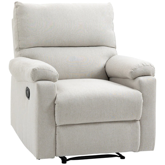 Manual Recliner Chair with Footrest, Padded Seat, Cream White Single Sofas Cream at Gallery Canada