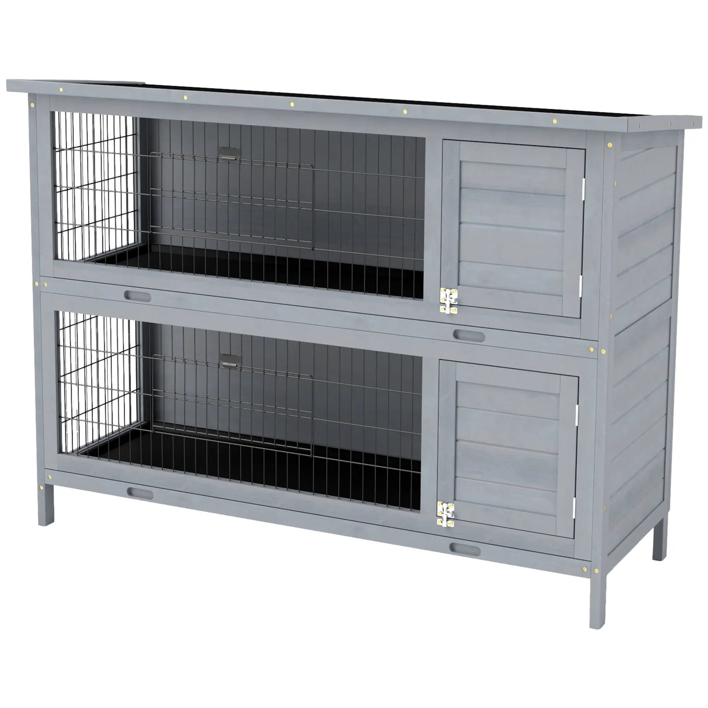 2 Tier Wooden Rabbit Hutch, Bunny Pet House, Grey Rabbit Hutch Grey at Gallery Canada