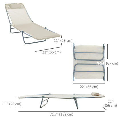 Outdoor Lounge Chair, Adjustable Reclining Folding Chaise, Beige Lounger Chairs at Gallery Canada