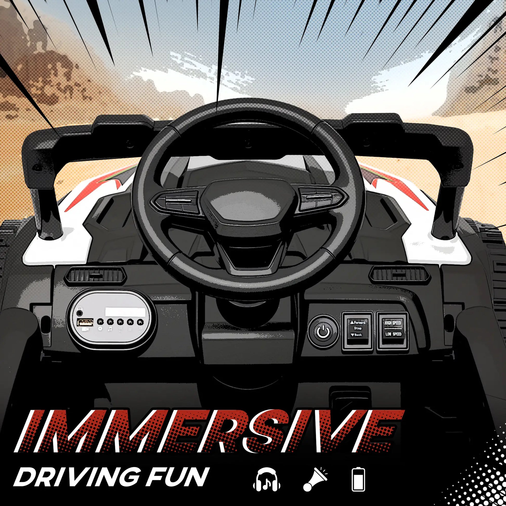 12V Kids Ride On Truck, Dual Motors, Rear Suspension, Remote Control, White Electric Toy Cars at Gallery Canada