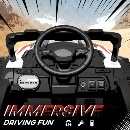 12V Kids Ride On Truck, Dual Motors, Rear Suspension, Remote Control, White Electric Toy Cars at Gallery Canada