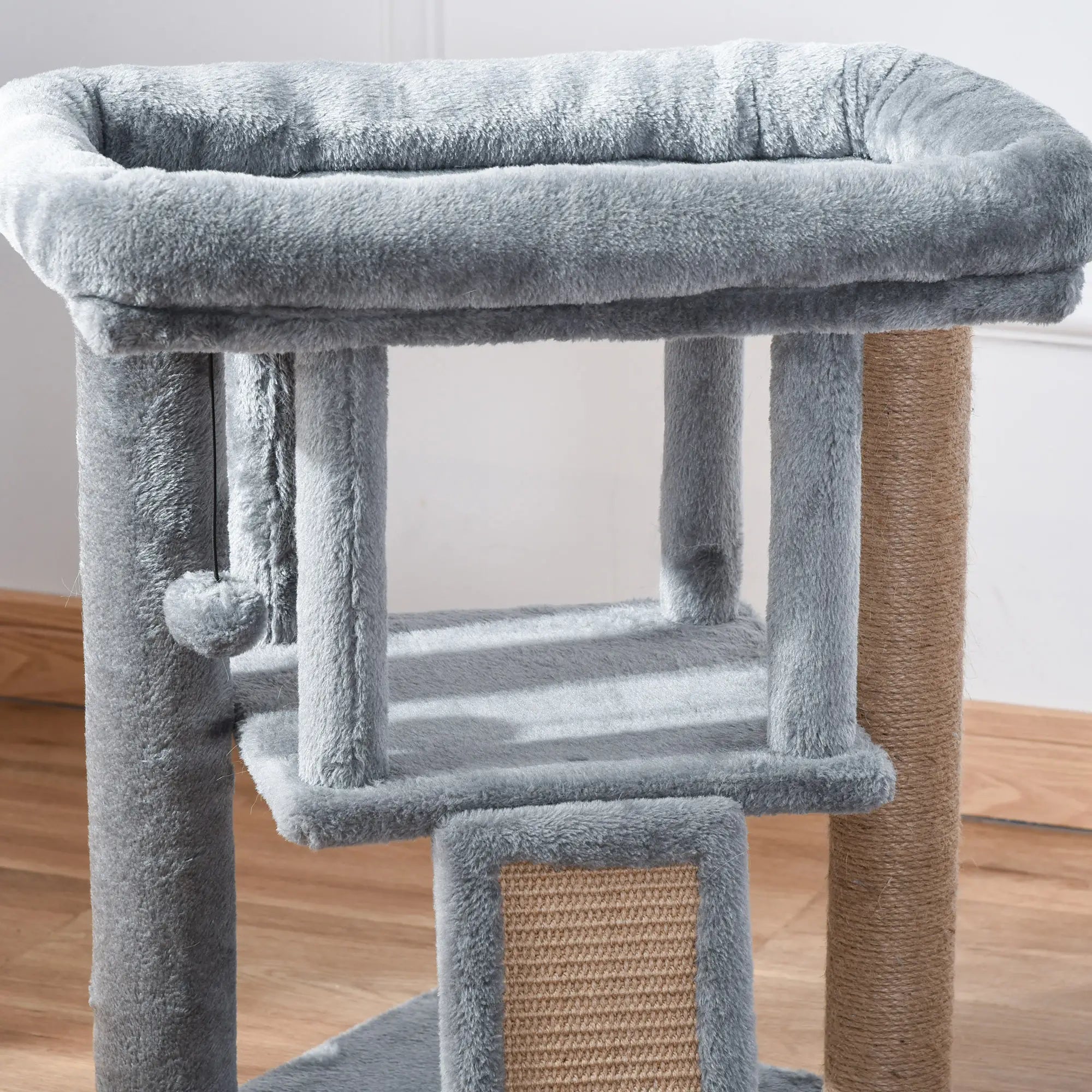 Small Cat Tree Tower with Perch, Scratching Post, Condo, Toy Ball, Grey Cat Posts at Gallery Canada