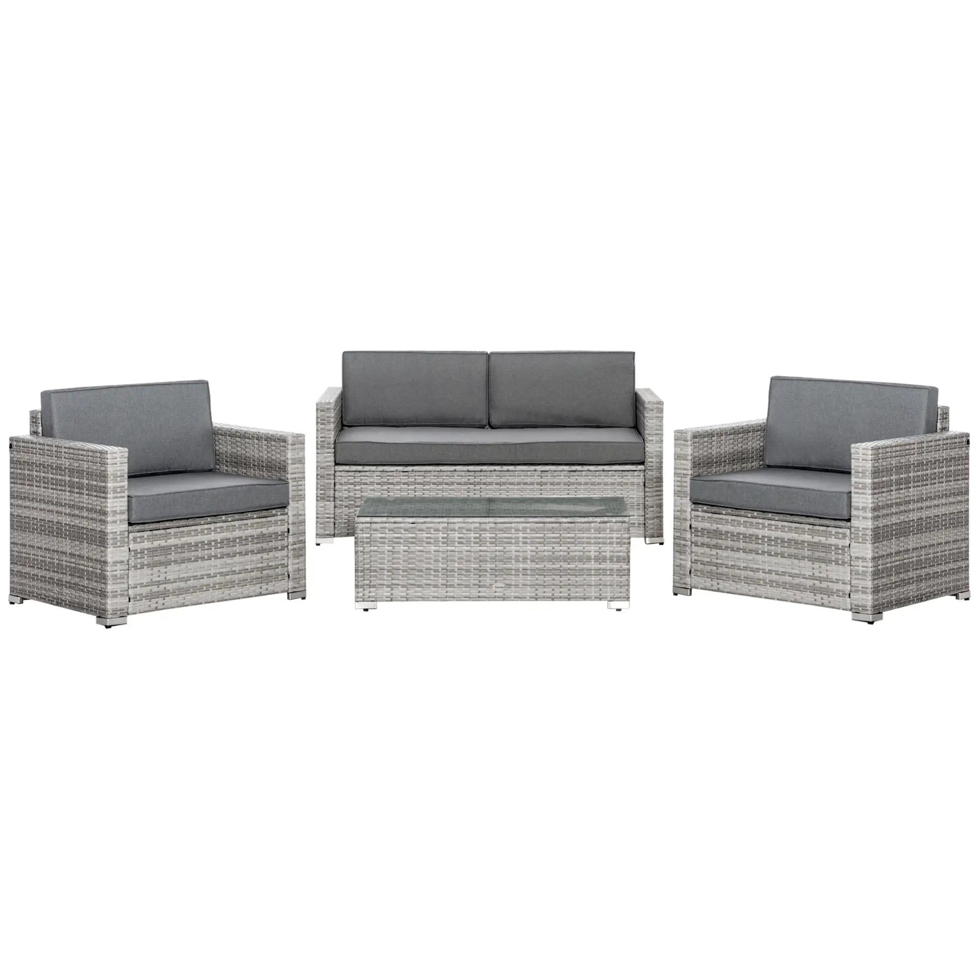 4-Piece Outdoor PE Rattan Sofa Set, Extra Wide Seat, Mixed Grey Patio Furniture Sets Mixed Grey at Gallery Canada