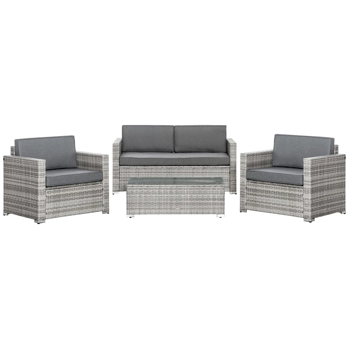 4-Piece Outdoor PE Rattan Sofa Set, Extra Wide Seat, Mixed Grey Patio Furniture Sets Mixed Grey at Gallery Canada