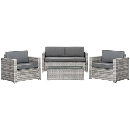 4-Piece Outdoor PE Rattan Sofa Set, Extra Wide Seat, Mixed Grey Patio Furniture Sets Mixed Grey at Gallery Canada