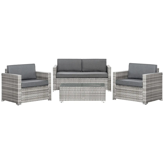 4-Piece Outdoor PE Rattan Sofa Set, Extra Wide Seat, Mixed Grey Patio Furniture Sets Mixed Grey at Gallery Canada