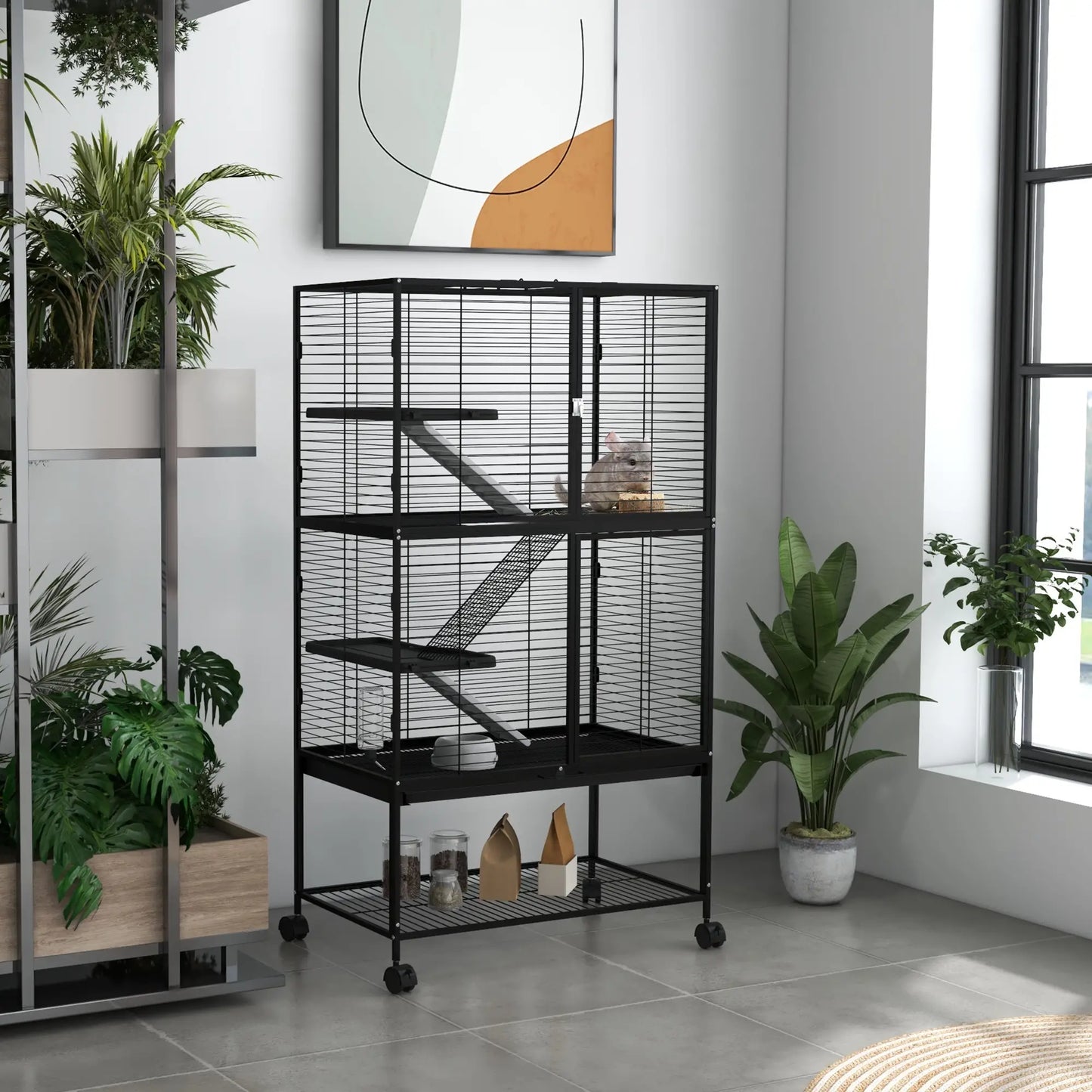 Small Animal Cage, 54"H, Removable Tray, Storage Shelf, Black Houses & Habitats at Gallery Canada