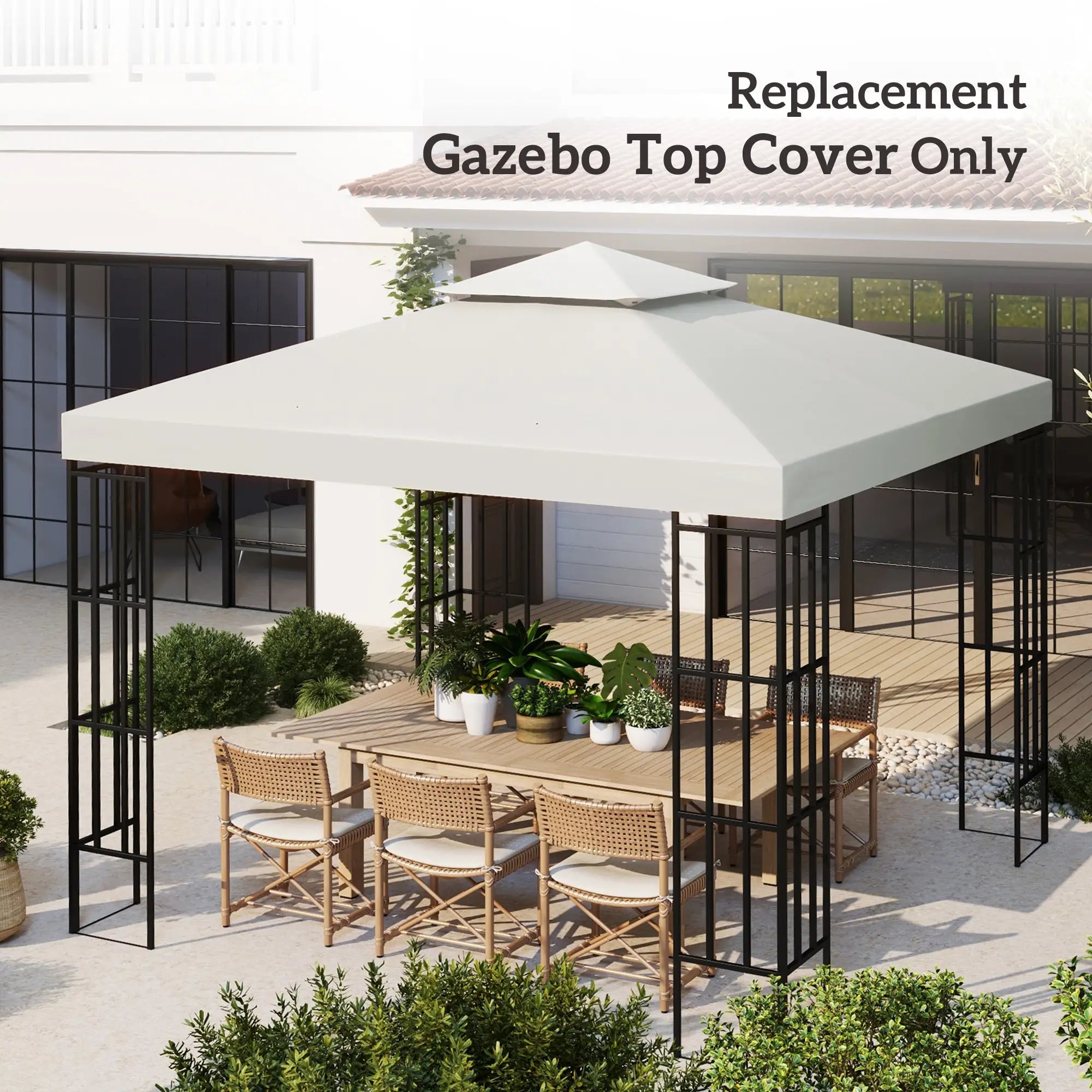 10' x 10' Square 2-Tier Gazebo Canopy, Cream White Gazebo Canopy Replacement at Gallery Canada