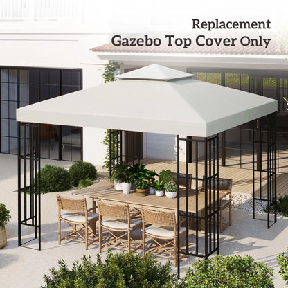 10' x 10' Square 2-Tier Gazebo Canopy, Cream White Gazebo Canopy Replacement at Gallery Canada