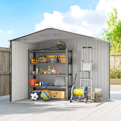 8' x 6' Metal Outdoor Storage Shed, Lockable Sliding Doors, Light Grey Sheds at Gallery Canada